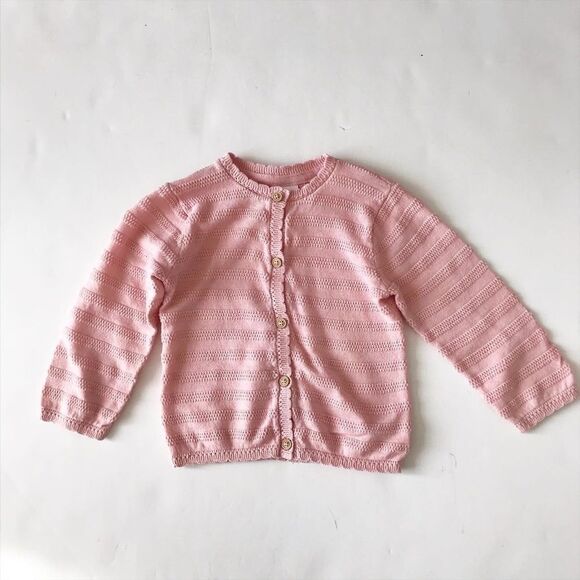 H&M pink light knit cardigan VGUC 6-9 months - Picture 1 of 2